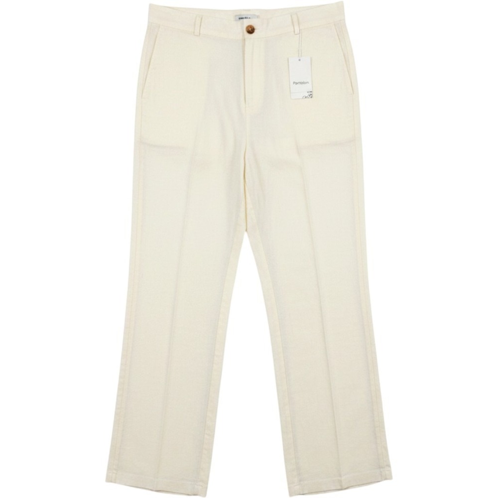 Pantalon Cream Cotton Blend Wide Leg High Waisted Relaxed Trousers NWT